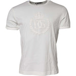 Dolce & Gabbana White Cotton DG Crown Embossed T-shirt TSH90617-48