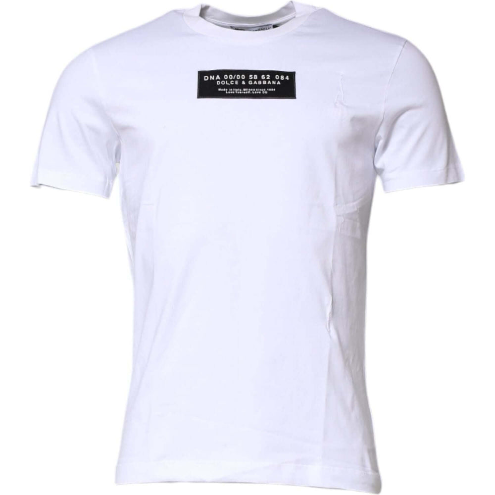 Dolce & Gabbana White Cotton Logo Patch Crew Neck T-shirt TSH90631-48