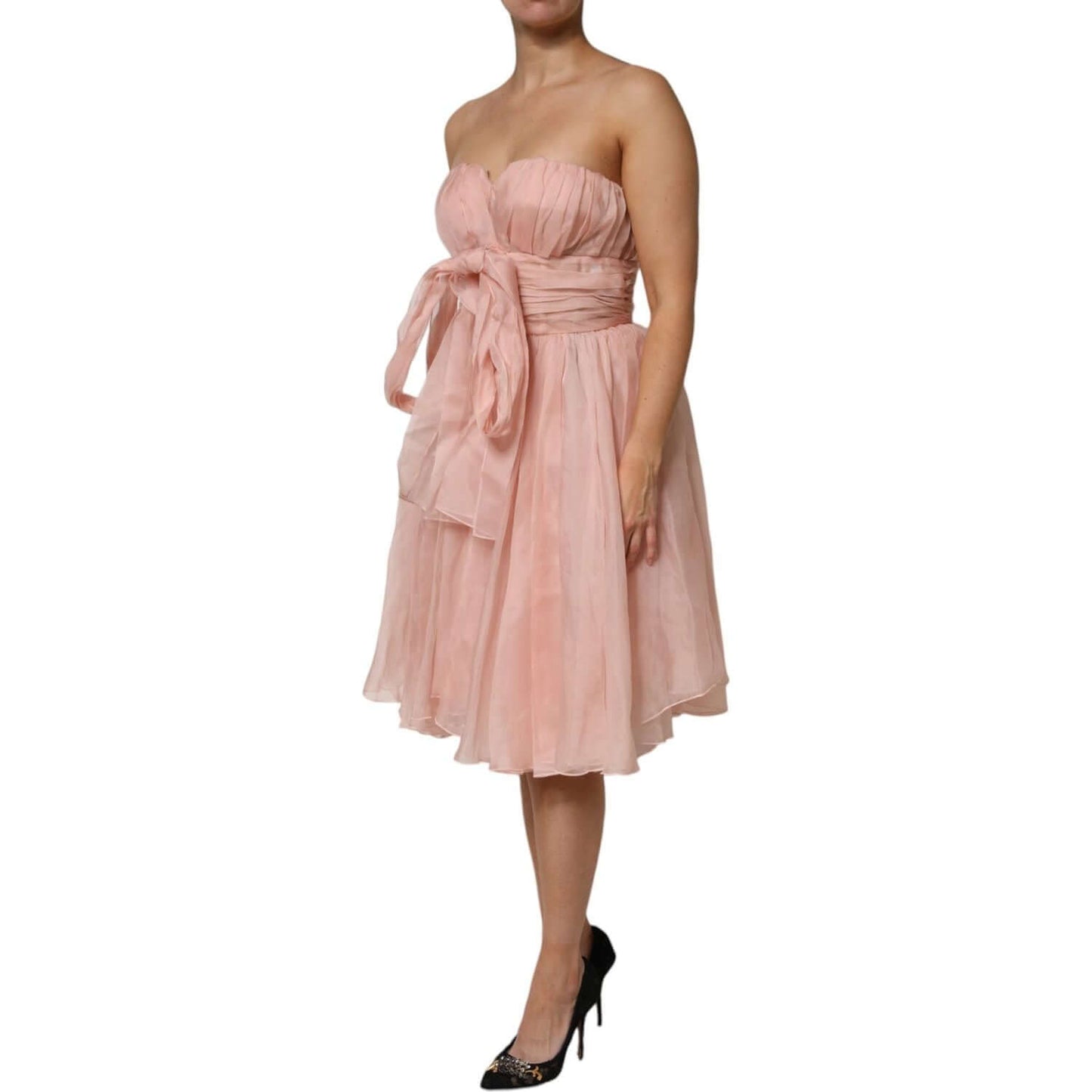 Dolce & Gabbana Pink Silk Chiffon A-line Pleated Midi Dress DR81480-42