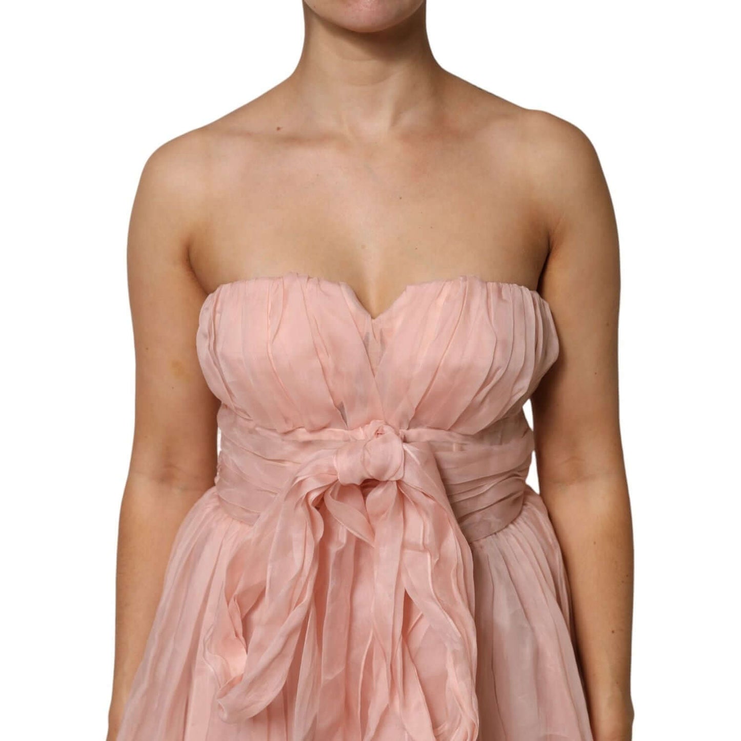 Dolce & Gabbana Pink Silk Chiffon A-line Pleated Midi Dress DR81480-42