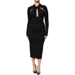 Dolce & Gabbana Black Long Sleeves Sheath Midi Dress DR81501-40