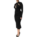 Dolce & Gabbana Black Long Sleeves Sheath Midi Dress DR81501-40