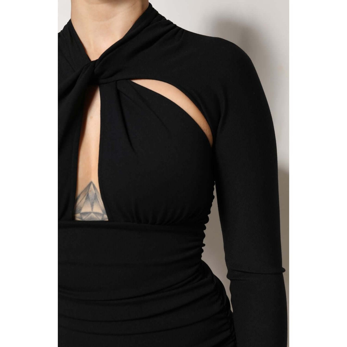 Dolce & Gabbana Black Long Sleeves Sheath Midi Dress DR81501-40