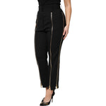 Dolce & Gabbana Black Wool High Waist Zipper Tapered Pants PAN76310-36