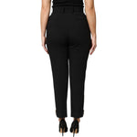 Dolce & Gabbana Black Wool High Waist Zipper Tapered Pants PAN76310-36
