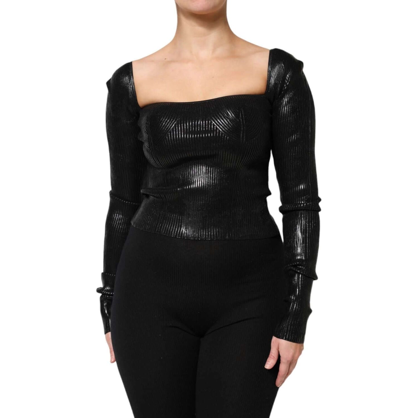 Dolce & Gabbana Black Viscose Long Sleeves Fitted Blouse Top TSH87585-40