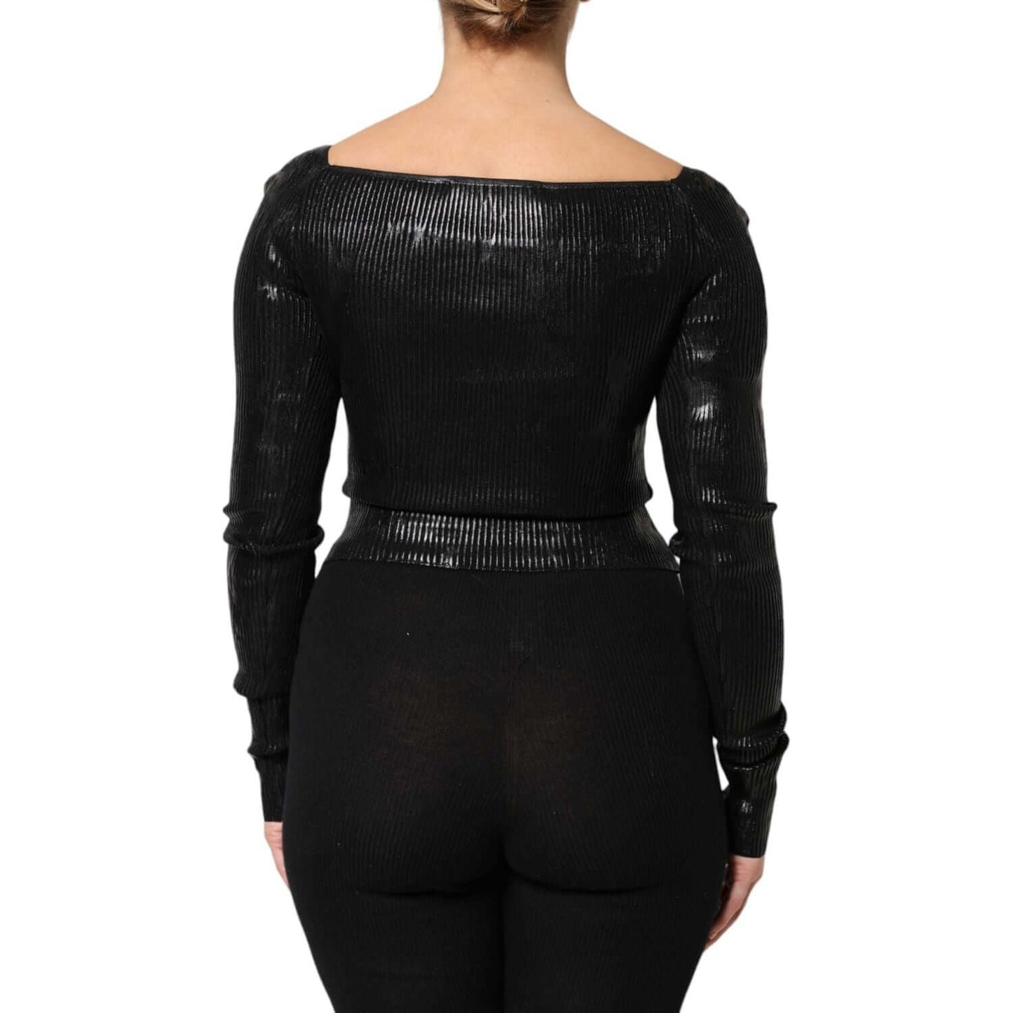 Dolce & Gabbana Black Viscose Long Sleeves Fitted Blouse Top TSH87585-40