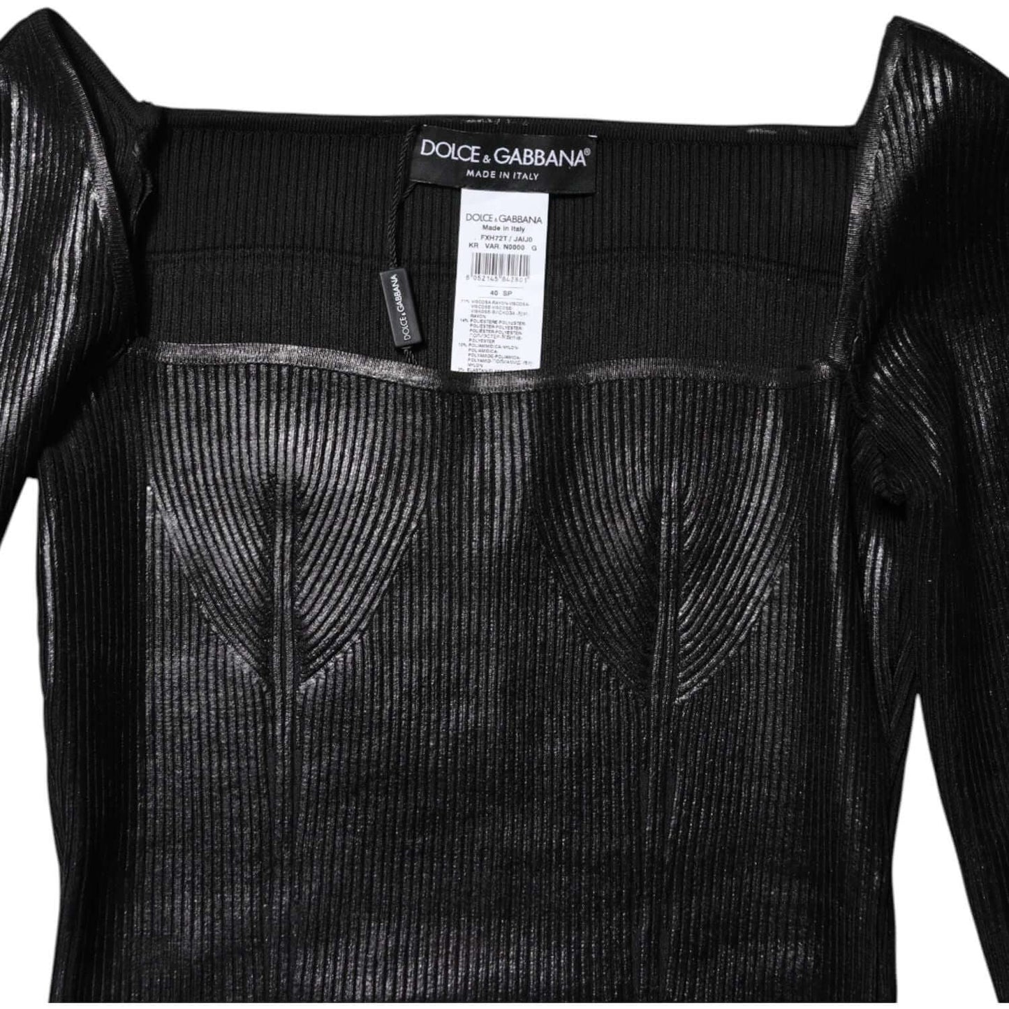 Dolce & Gabbana Black Viscose Long Sleeves Fitted Blouse Top TSH87585-40