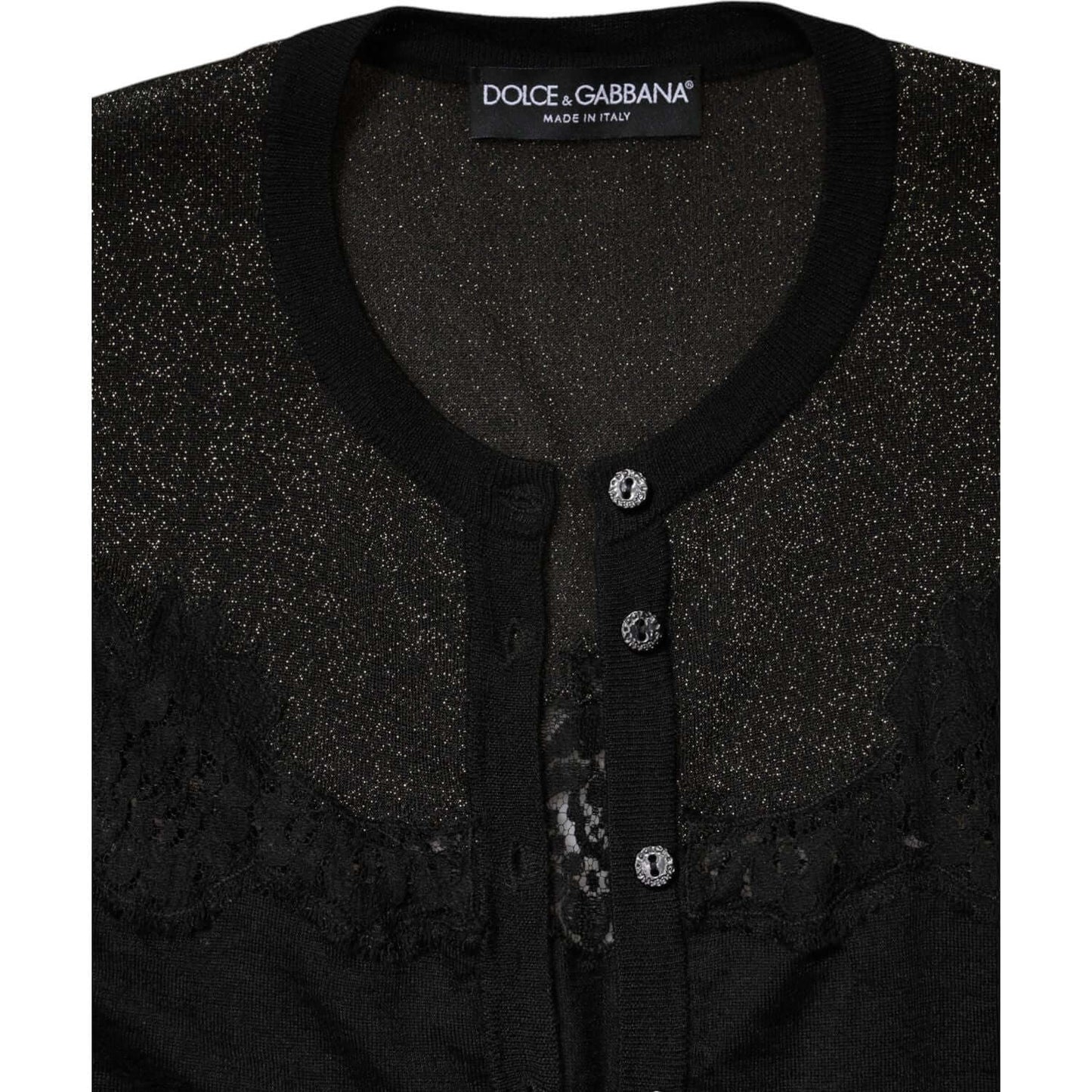 Dolce & Gabbana Black Viscose Lace Buttoned Cardigan Sweater TSH87609-44
