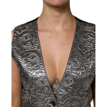 Dolce & Gabbana Silver Floral Jacquard Sleeveless Vest Top TSH87629-40