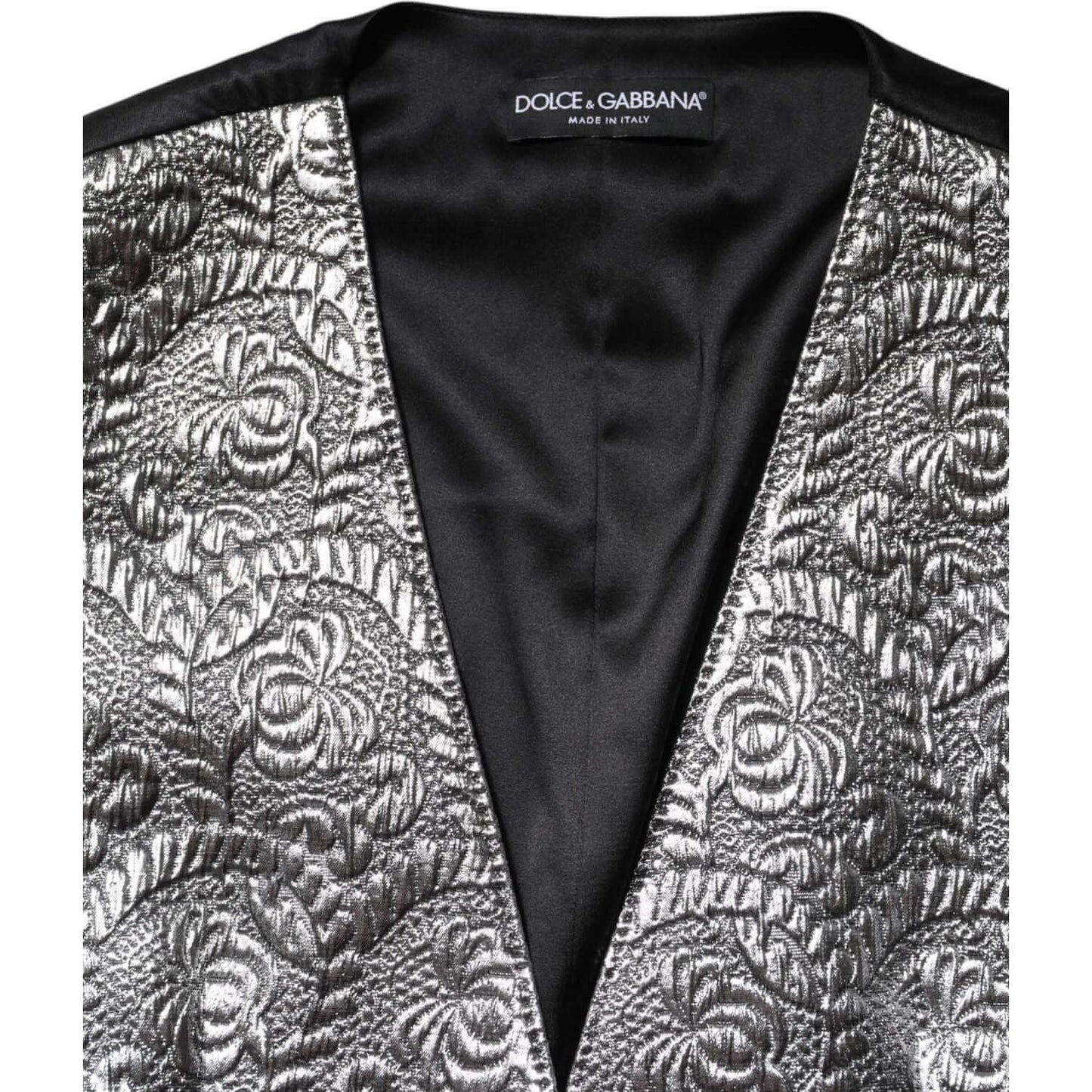 Dolce & Gabbana Silver Floral Jacquard Sleeveless Vest Top TSH87629-40