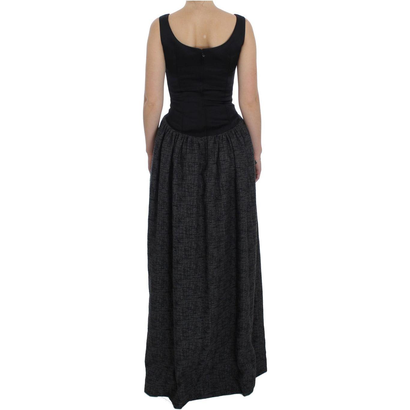 Dolce & Gabbana Black Gray Sheath Gown Full Length Dress NOC10139-1