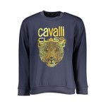 Cavalli Class Elegant Crew Neck Fleece Sweatshirt in Blue CA-28499-S