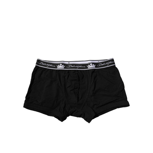 Dolce & Gabbana Black Cotton Stretch Regular Boxer Underwear