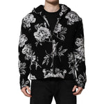 Dolce & Gabbana Black Wool Floral Printed Men Hooded Jacket JKT41450-48