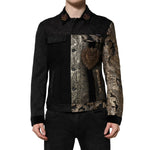 Dolce & Gabbana Black Gold Floral Jacquard Men Biker Jacket JKT41451-50