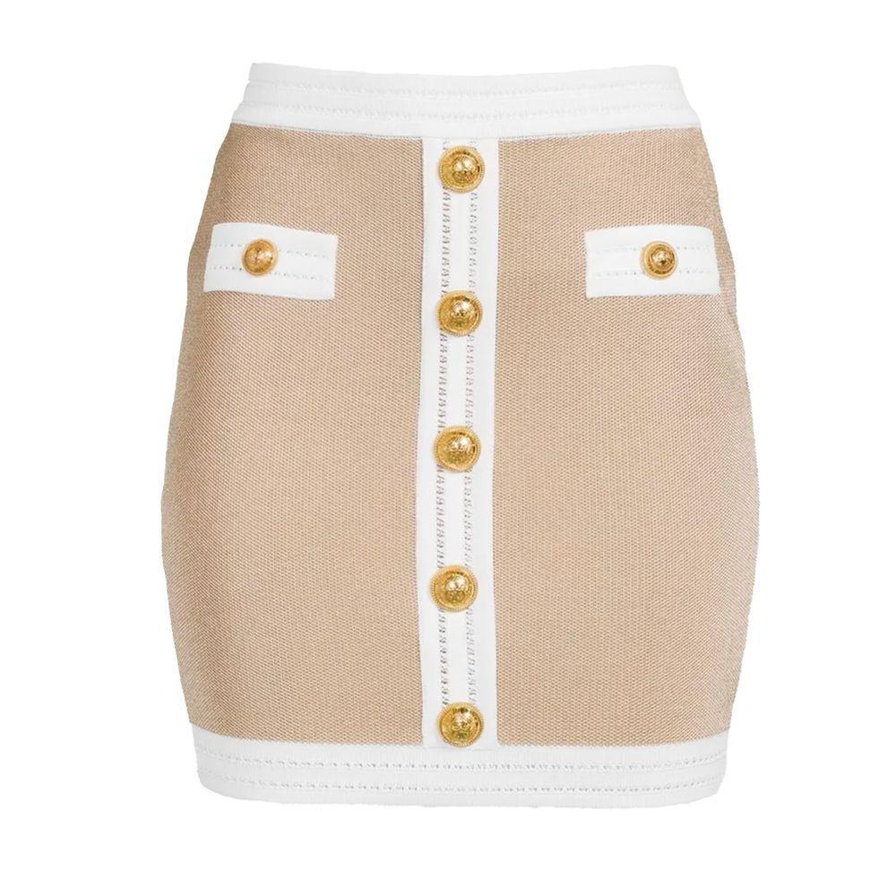 Balmain Beige Viscose Skirt BA-15451-IT38|XS