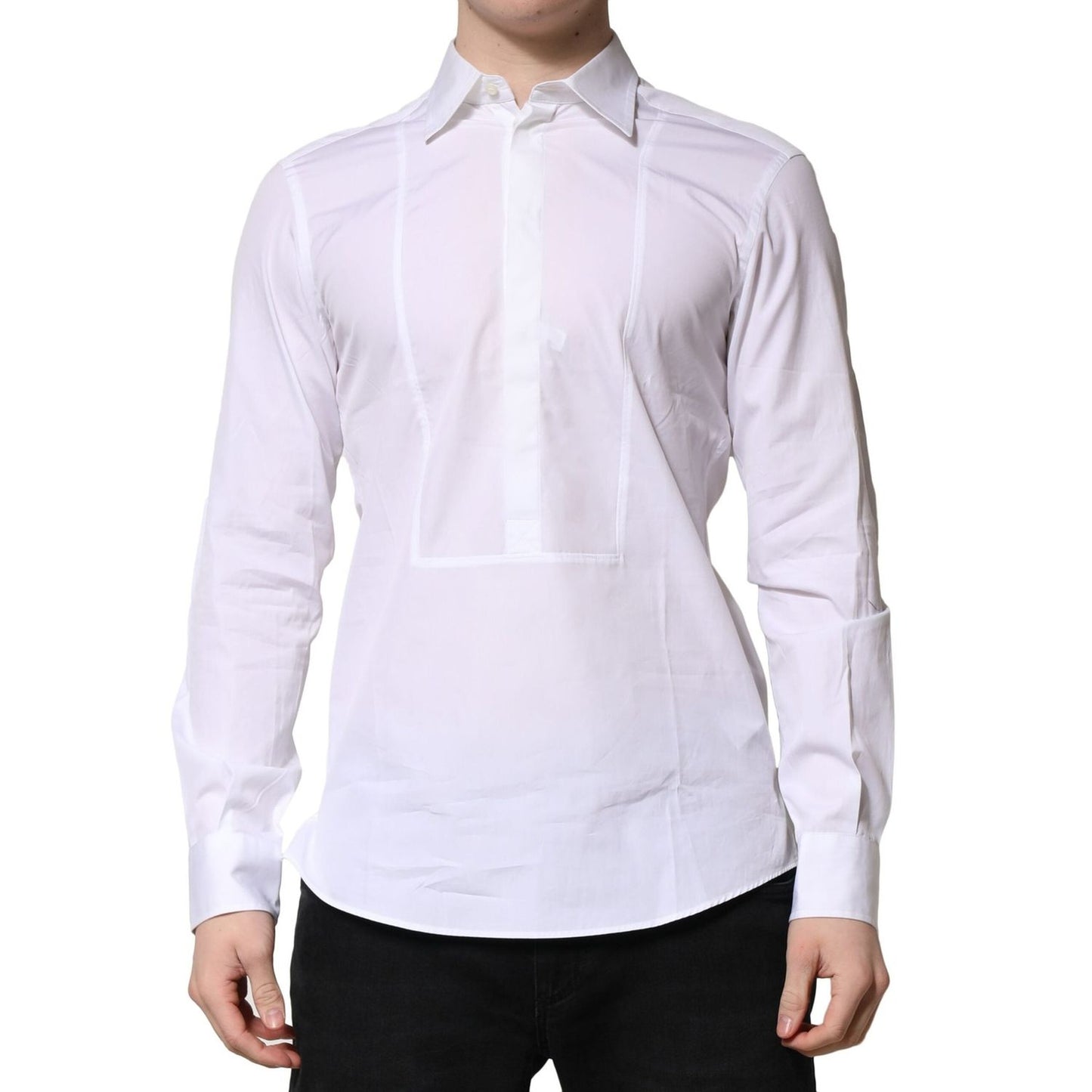 Dolce & Gabbana White Poplin Cotton Formal Men Dress Shirt TSH90685-38