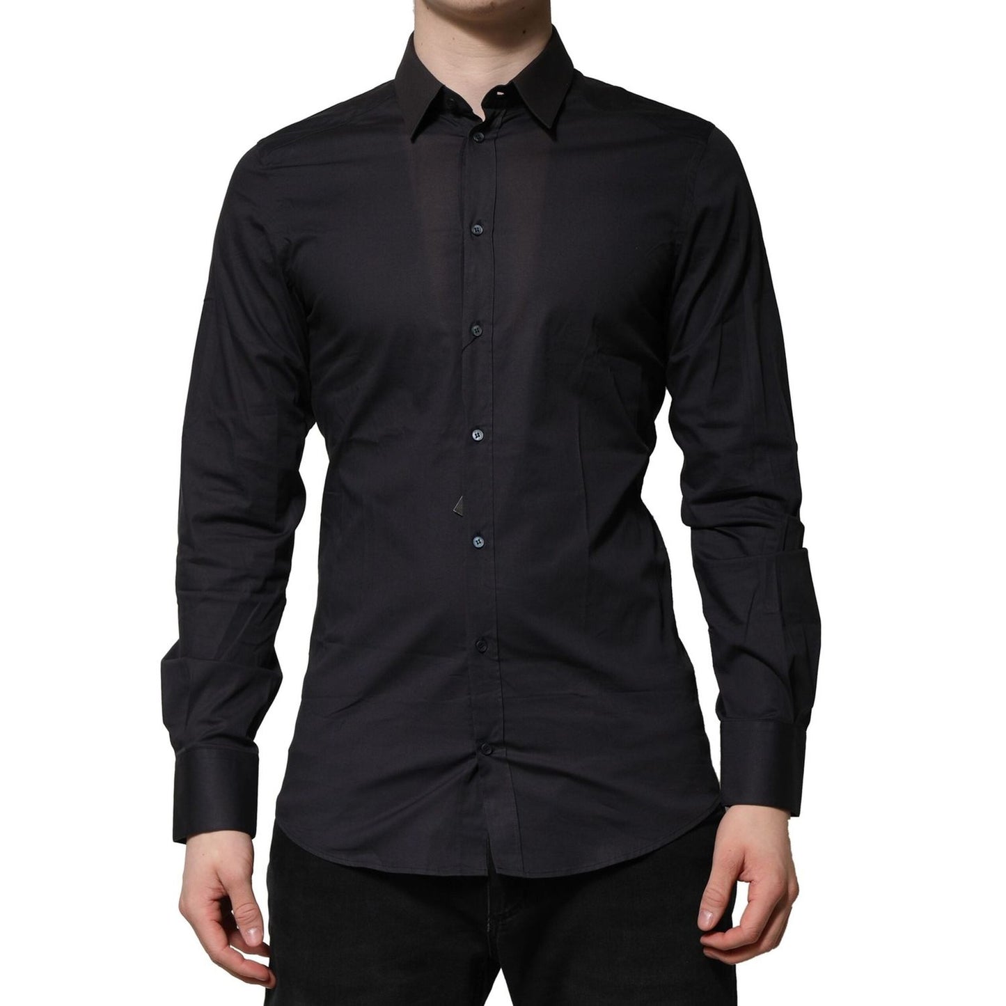 Dolce & Gabbana Blue Cotton GOLD Long Sleeves Formal Shirt TSH906789-39