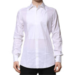 Dolce & Gabbana White Bib Cotton Poplin GOLD Men Formal Shirt TSH906801-38