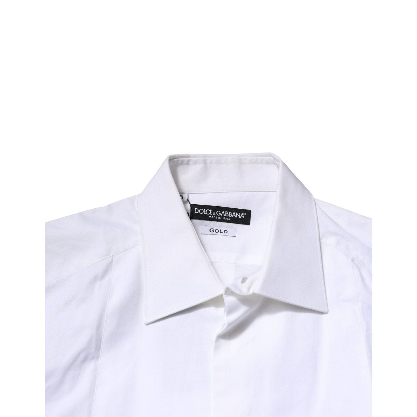 Dolce & Gabbana White Bib Cotton Poplin GOLD Men Formal Shirt TSH906801-38