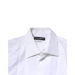 Dolce & Gabbana White Bib Cotton Poplin GOLD Men Formal Shirt TSH906801-38