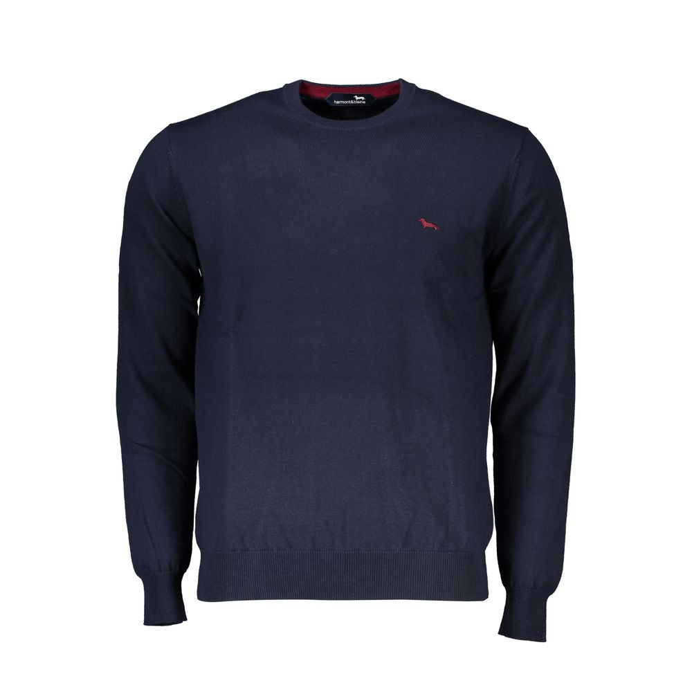 Harmont & Blaine Crew Neck Embroidered Blue Sweater HA-23580-XL