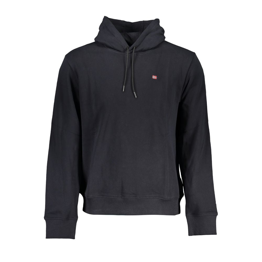 Napapijri Sleek Black Cotton Hooded Sweatshirt NA-28078-S