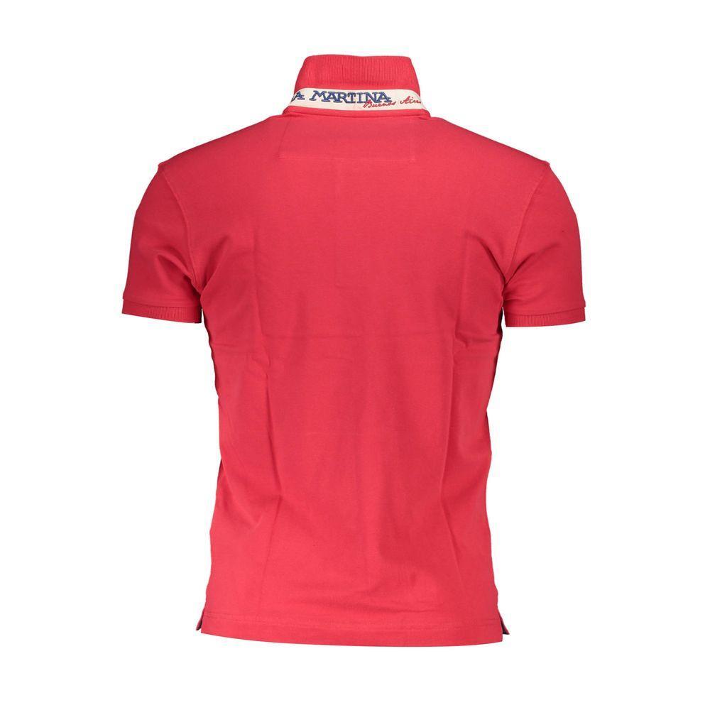 La Martina Red Cotton Men Polo Shirt LA-38026-S