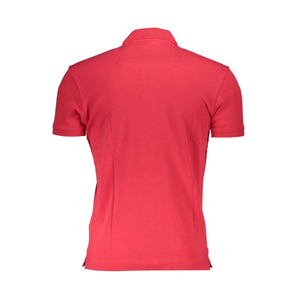 La Martina Red Cotton Men Polo Shirt LA-38026-S