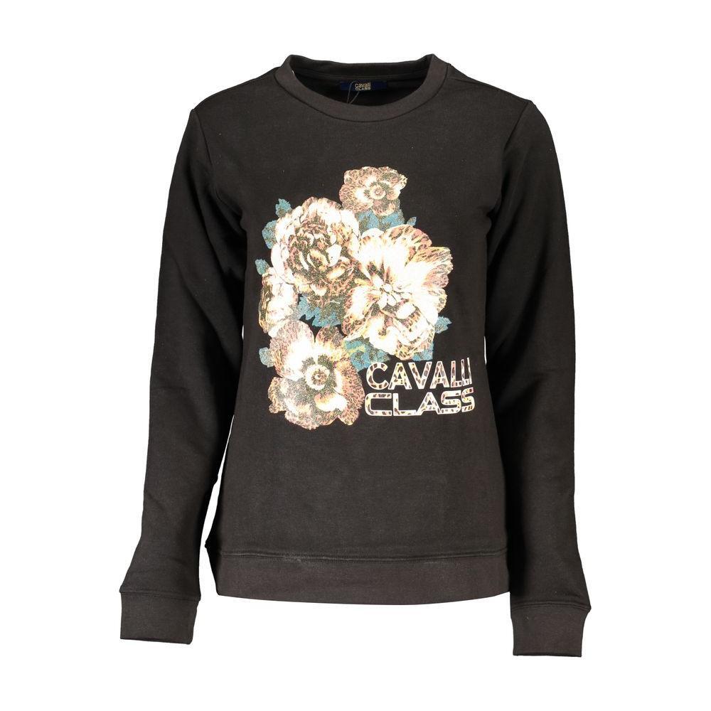 Cavalli Class Black Cotton Sweater CA-26734-XS