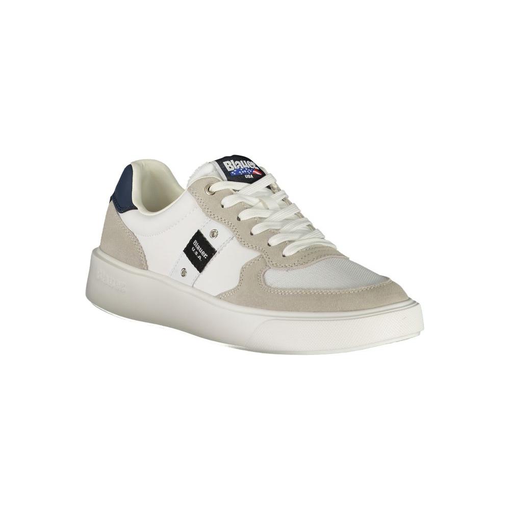 Blauer White Leather Men Sneaker