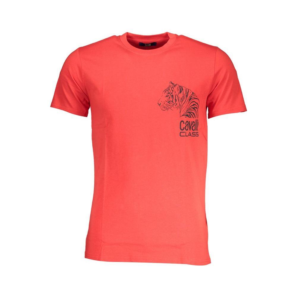 Cavalli Class Red Cotton T-Shirt CA-28469-M