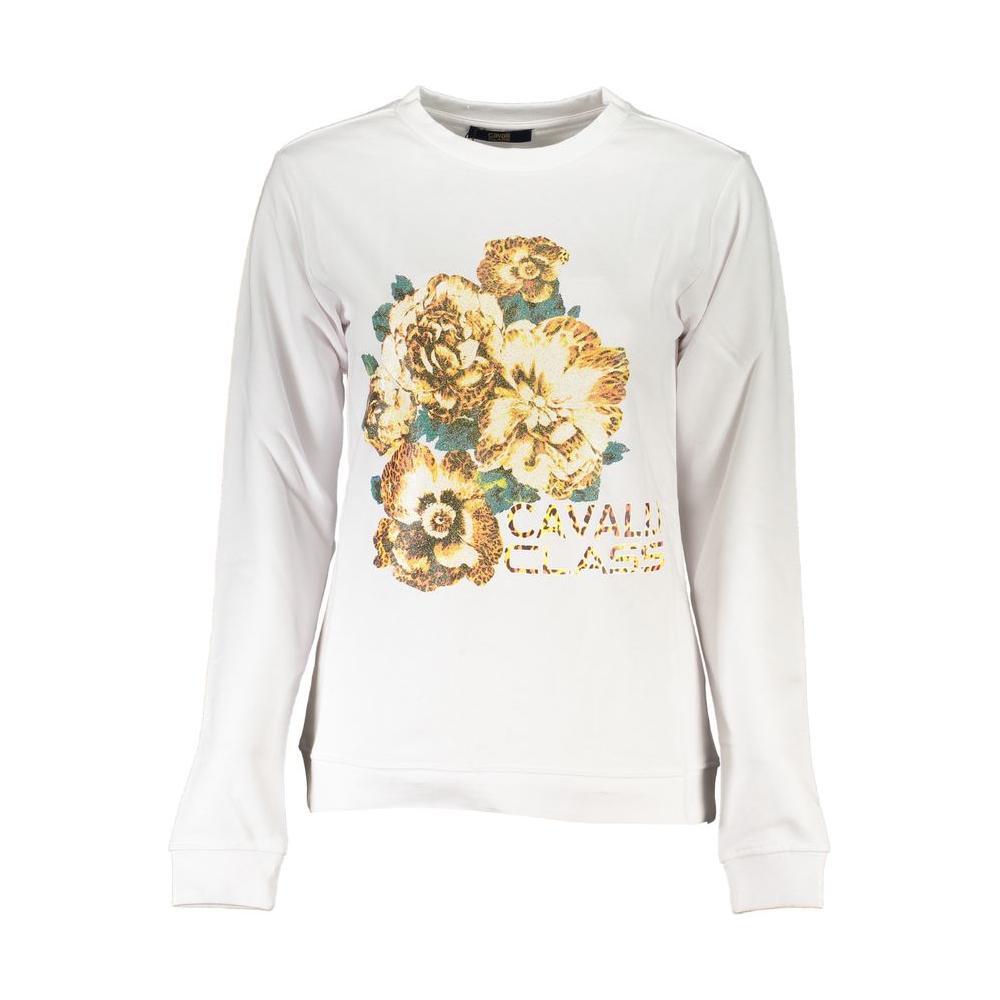 Cavalli Class White Cotton Sweater CA-26712-XS