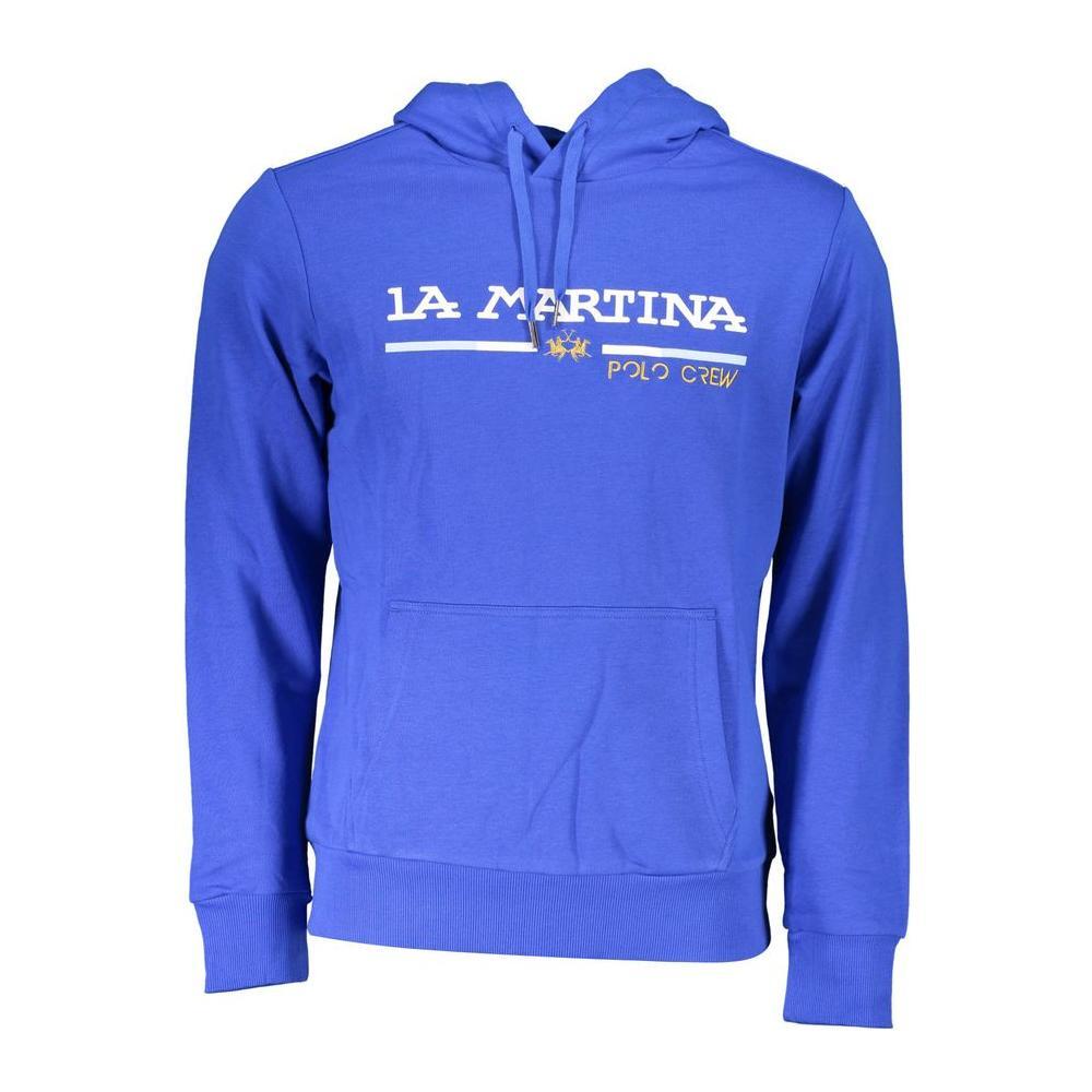 La Martina Blue Cotton Men Sweater LA-36950-S