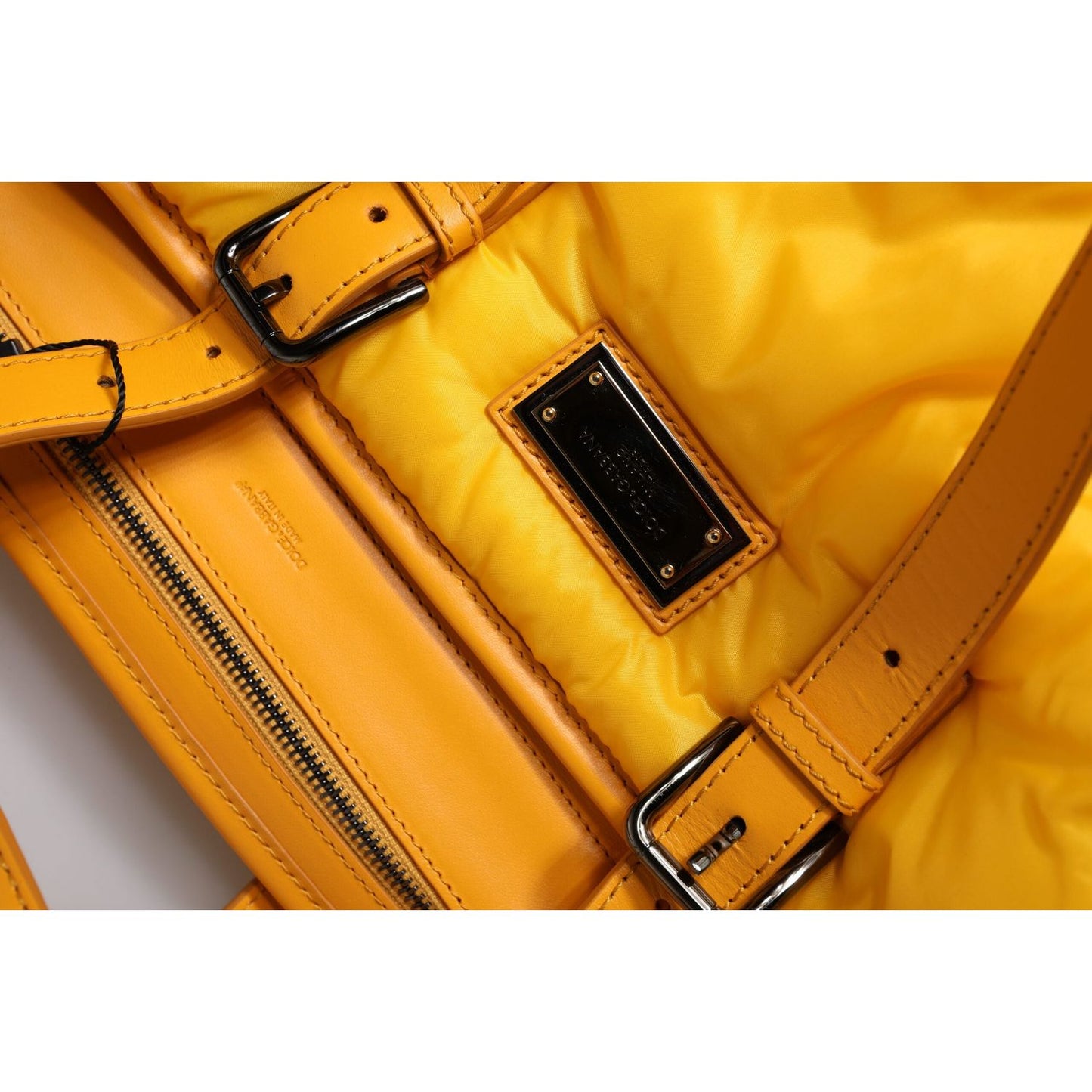 Dolce & Gabbana Yellow Orange Nylon Logo Plaque Hand Shoulder Tote Bag BAG4633