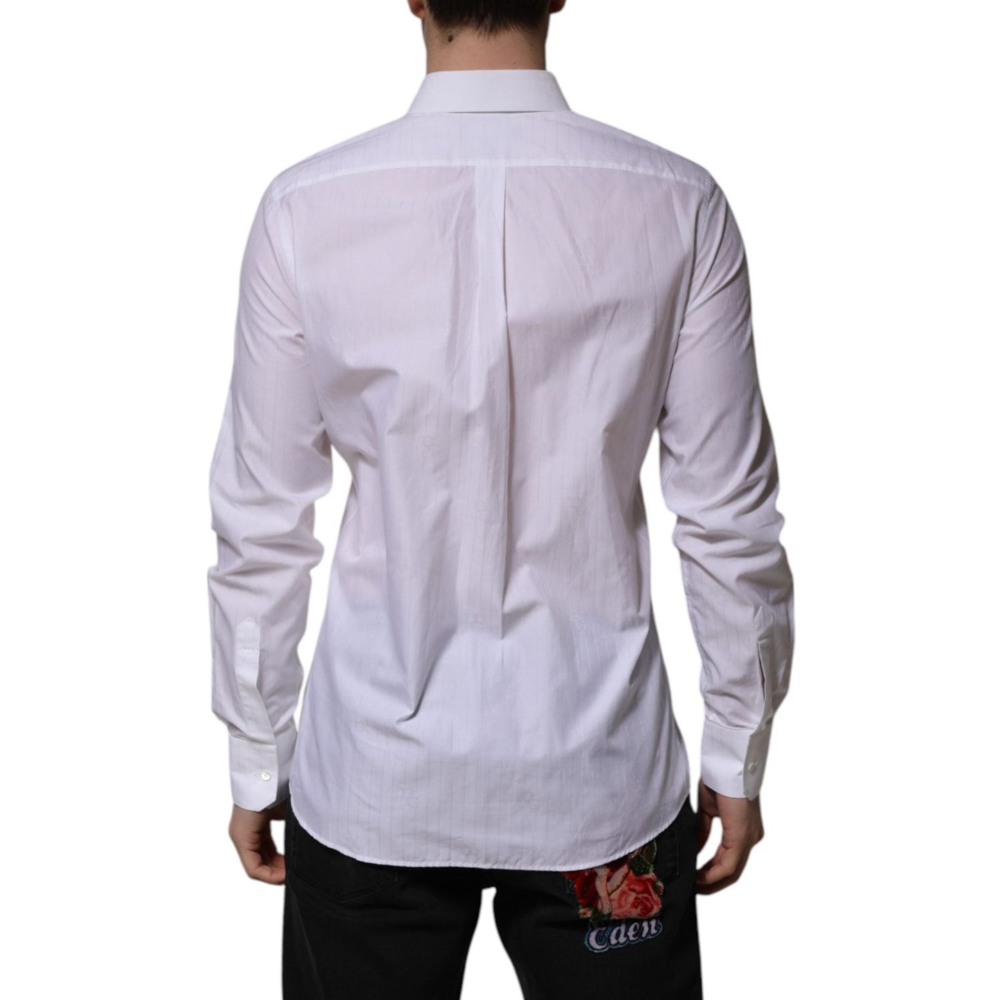 Dolce & Gabbana White Cotton MARTINI Long Sleeve Formal Shirt TSH906852-40
