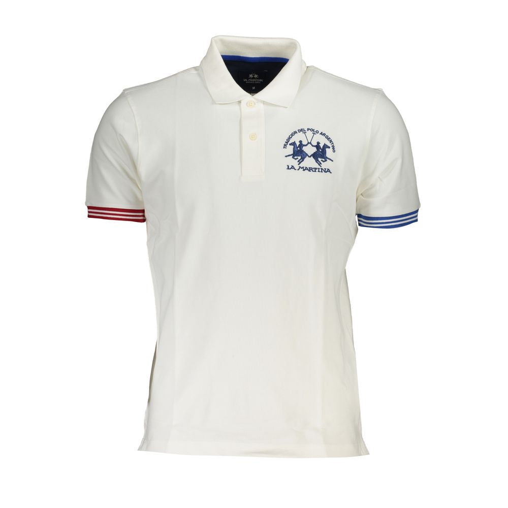 La Martina Elegant White Polo with Contrast Details LA-23031-XXL
