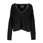Patrizia Pepe Elegant Long Sleeved V-Neck Sweater with Chic Details PA-26477-XS