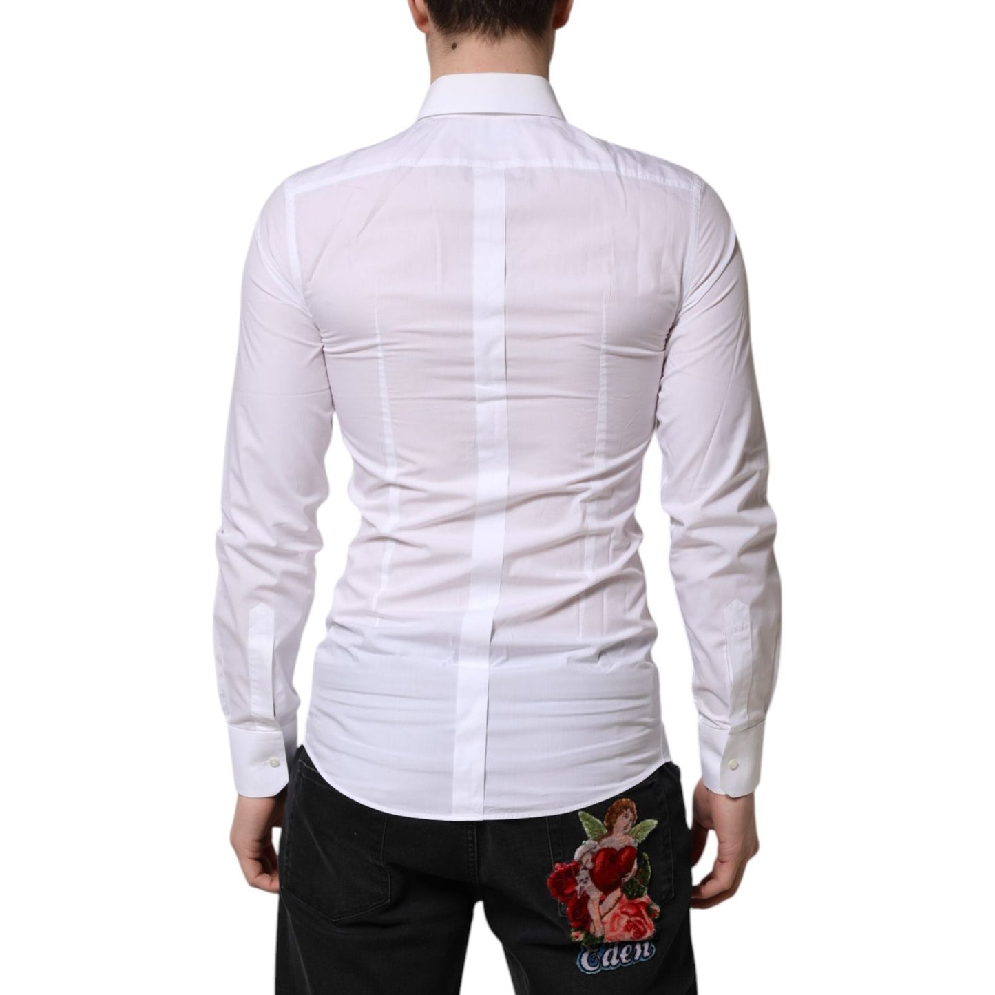 Dolce & Gabbana White GOLD Long Sleeves Dress Men Formal Shirt TSH906877-38