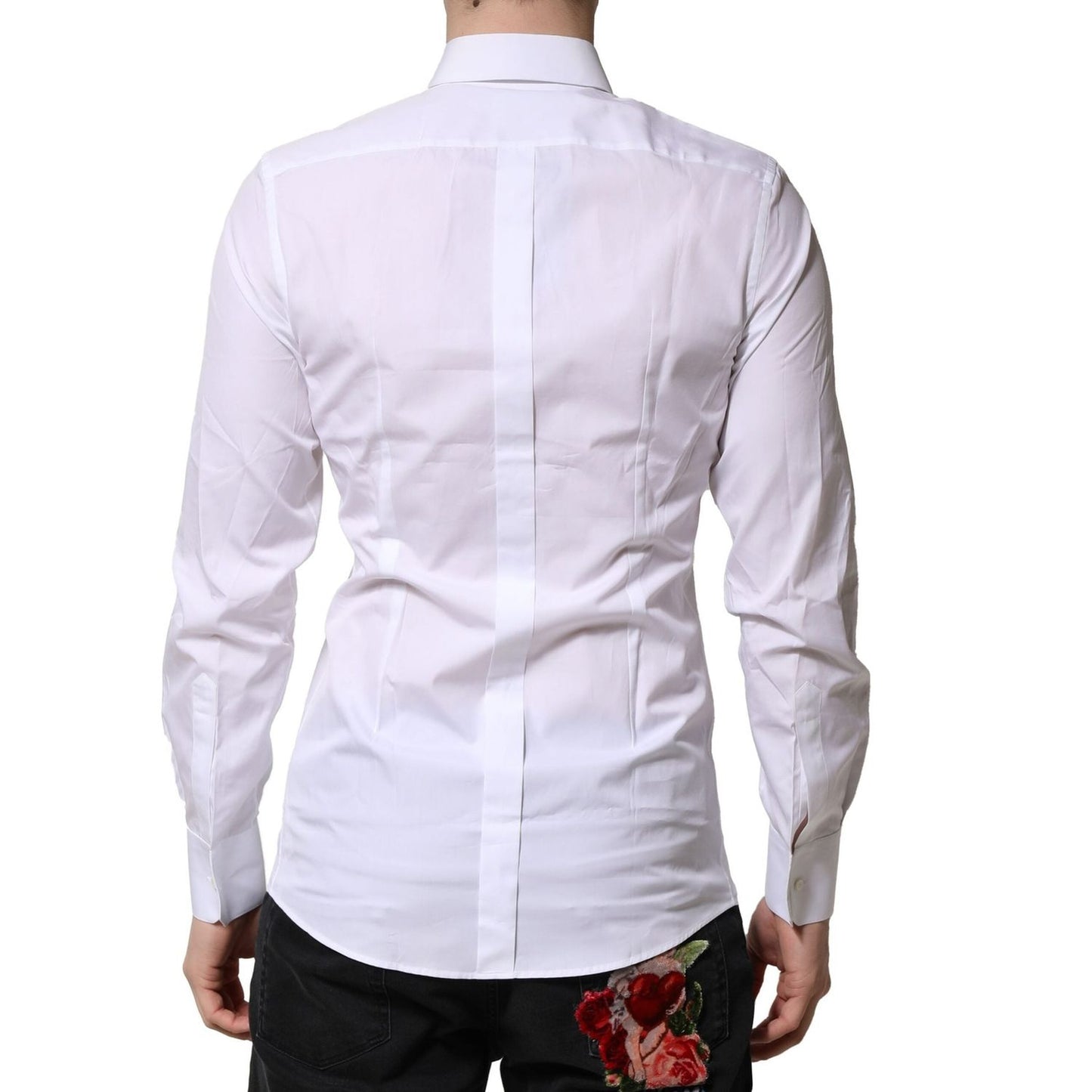 Dolce & Gabbana White GOLD Cotton Long Sleeves Men Formal Shirt TSH906897-41