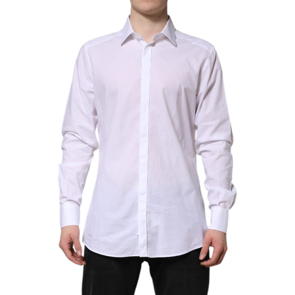 Dolce & Gabbana White GOLD Cotton Long Sleeves Formal Shirt TSH906907-42