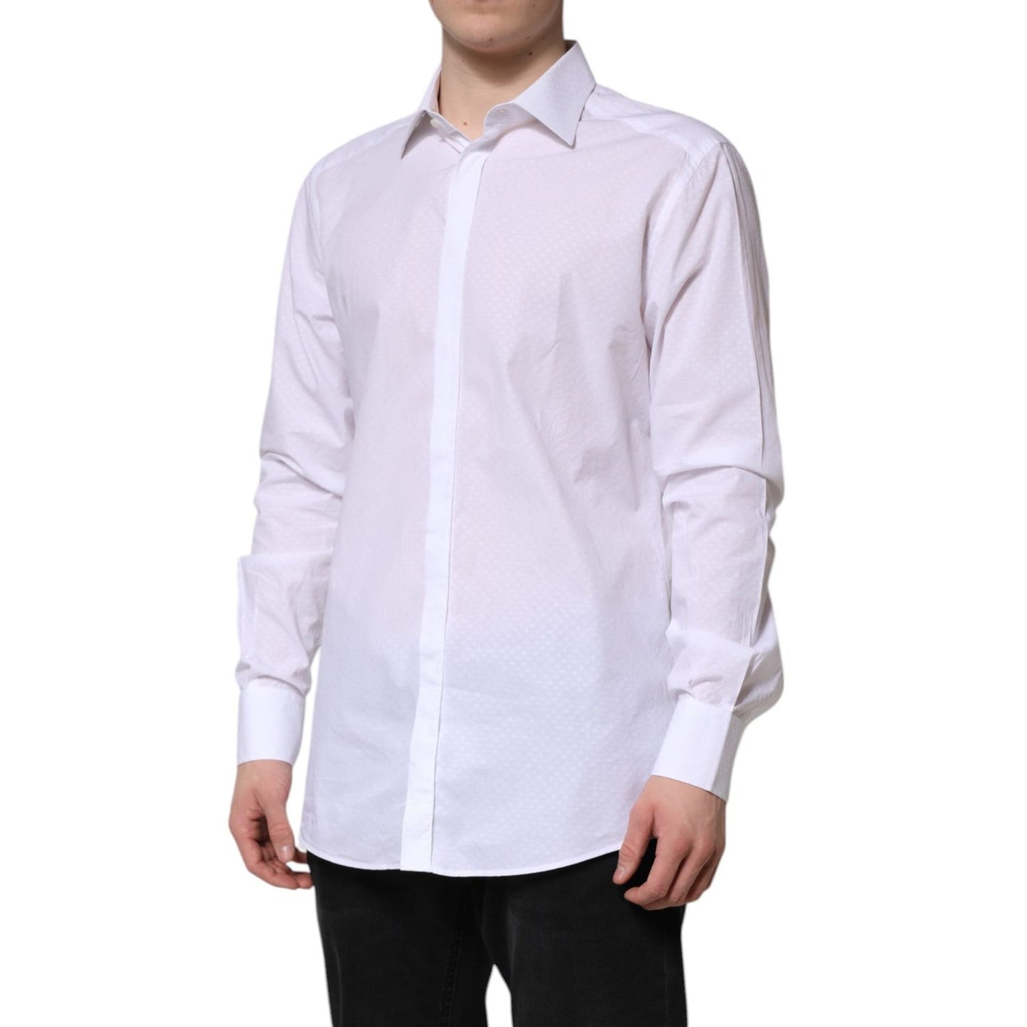 Dolce & Gabbana White GOLD Cotton Long Sleeves Formal Shirt TSH906907-42