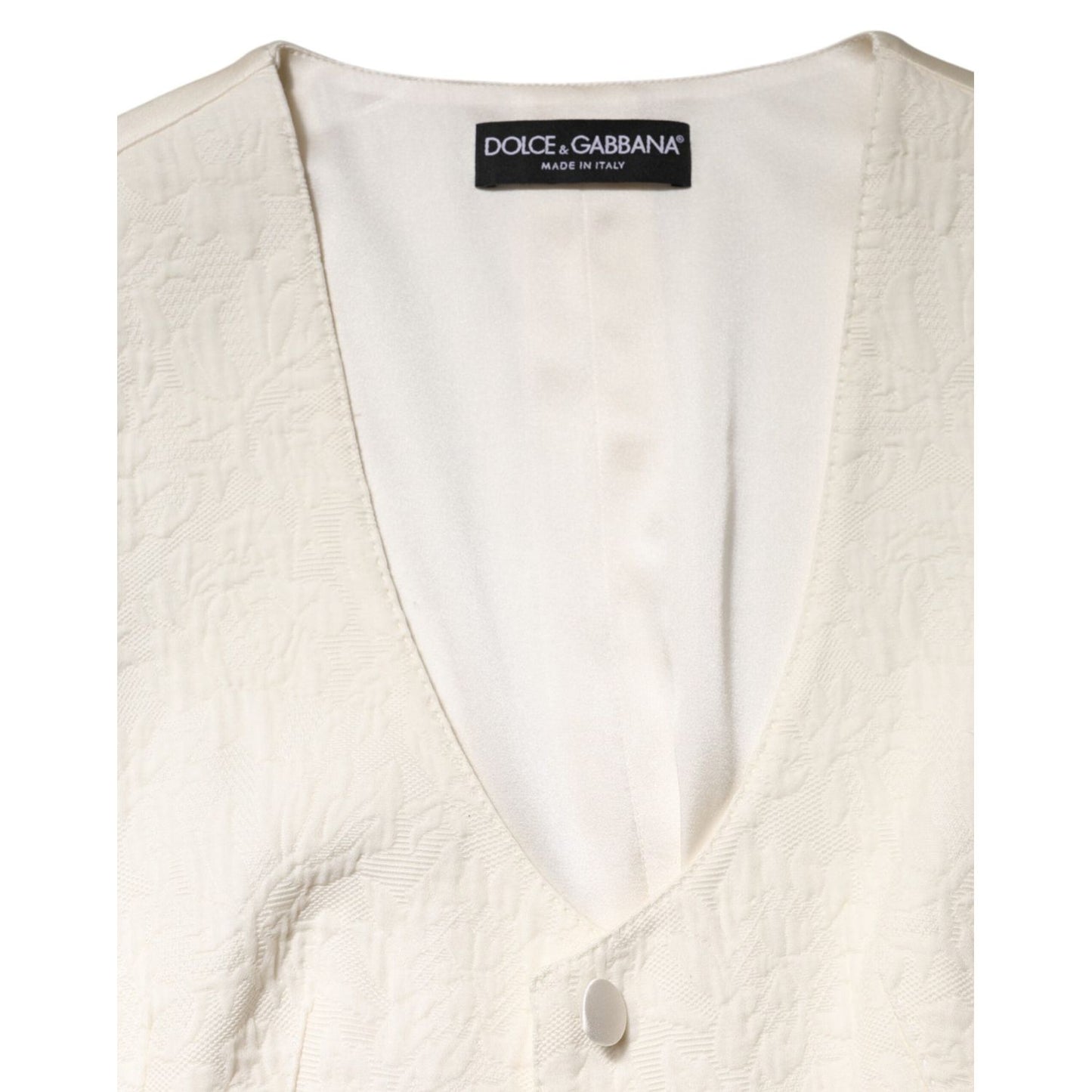 Dolce & Gabbana Ivory Cotton Button Down Sleeveless Vest Top TSH906725-44
