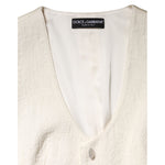 Dolce & Gabbana Ivory Cotton Button Down Sleeveless Vest Top TSH906725-44