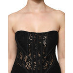 Dolce & Gabbana Black Cotton Floral Lace Corset Bustier Top TSH906757-48