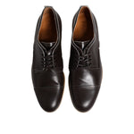 Pollini Dark Brown Leather Derby Lace Up Dress Formal Shoes MV7274-45