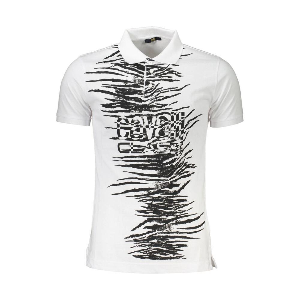 Cavalli Class White Cotton Men Polo Shirt CA-37402-XL