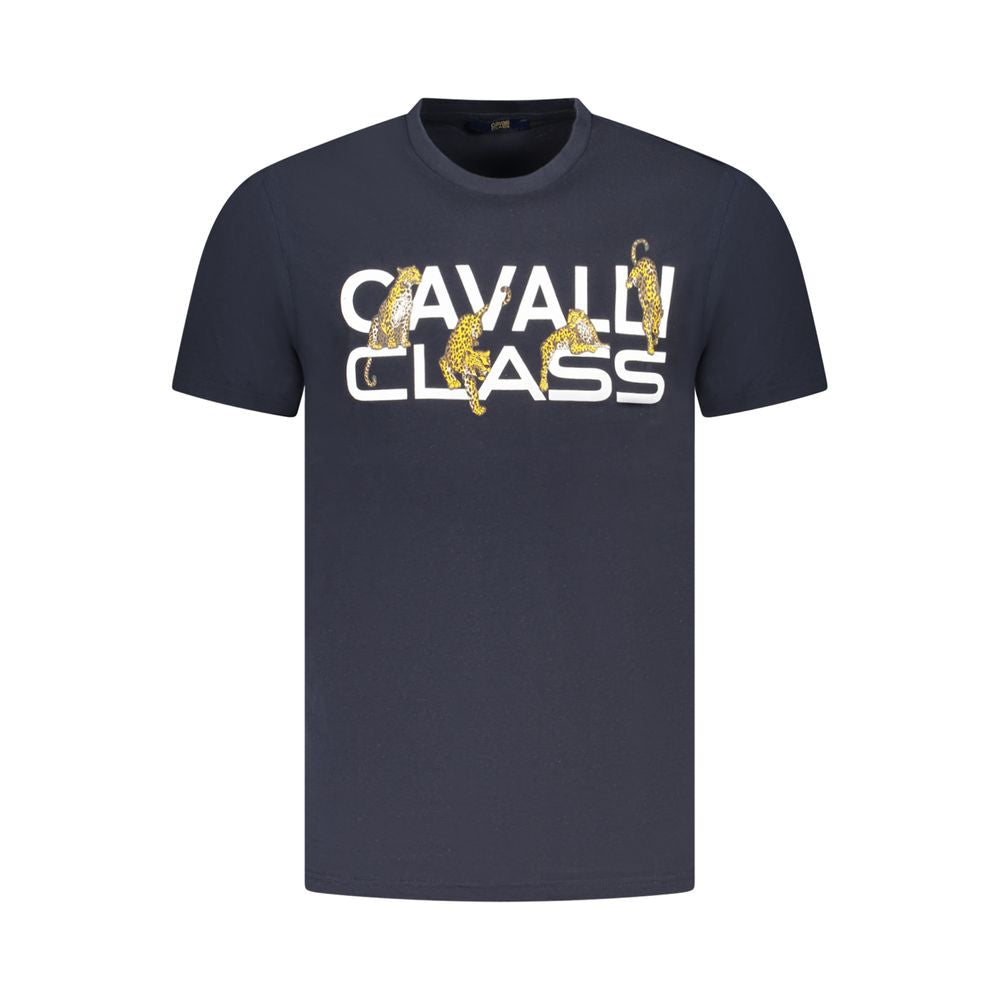 Cavalli Class Blue Cotton Men T-Shirt CA-36653-XL