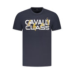 Cavalli Class Blue Cotton Men T-Shirt CA-36653-XL